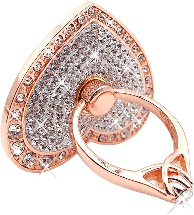 Cell Phone Ring Holder,360° Rotation Diamond Metal Finger Ring Grip for iPhone iPod iPad Samsung Galaxy and Other Smartphones (Rosegold)