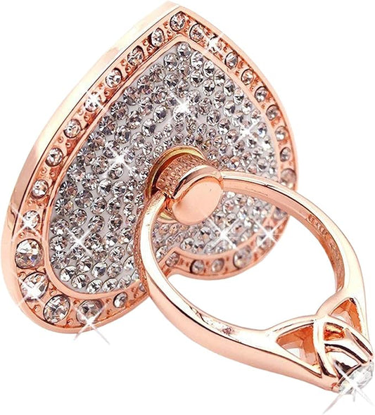 Cell Phone Ring Holder,360° Rotation Diamond Metal Finger Ring Grip for iPhone iPod iPad Samsung Galaxy and Other Smartphones (Rosegold)