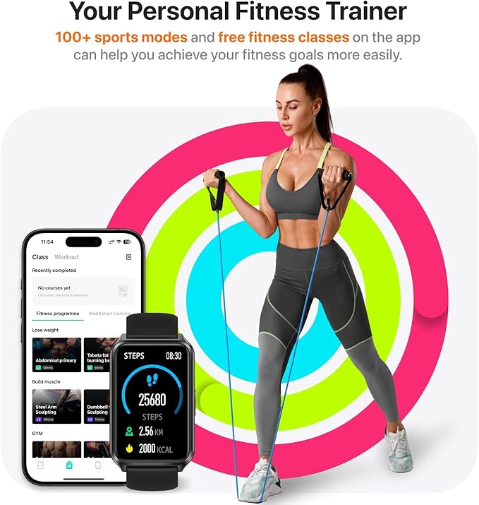 Smart Watch Fitness Tracker with Make Call 24/7 Heart Rate Blood Pressure Sleep Monitor, 100+ Sports Modes, Calorie Step Counter for Walking, IP68 Waterproof, Smart Watches for Men Women
