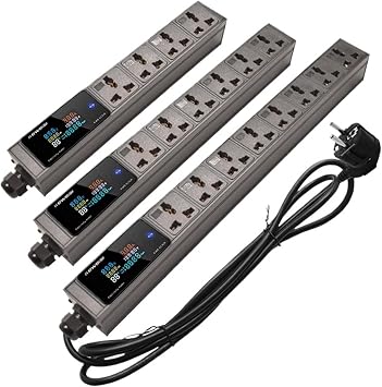Power Strip Digital Ampermeter Voltmeter Power Energy 2/3/4/5/6/7/8/9/10 Universal Socket Extension electrica 2meter Cord(C14 Plug)