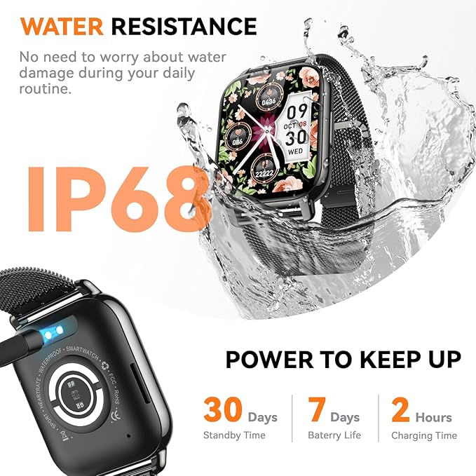 Smart Watch for Women, Smartwatch Fitness Tracker with Bluetooth Calls & AI Voice Control, 1.85’’ HDScreen, Heart Rate/SpO2 Monitor, Sleep Tracker, Compatible with Android iOS