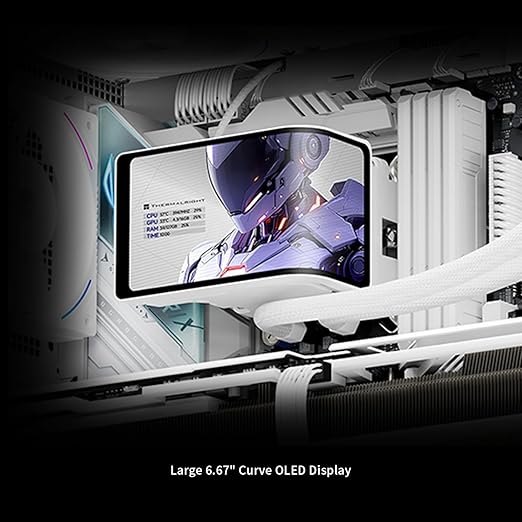 Thermalright Wonder Vision 360 Turbo ARGB White CPU Water Cooler, 60HZ Curved Screen with 2400x1080 Resolution,for AM4/AM5,Intel LGA1851/1700,6.67in 3D Screen High Performance Pump,3000RPM Fan Speed