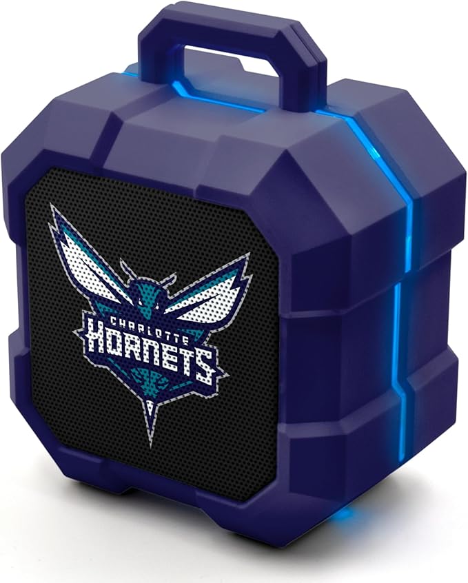 SOAR NBA Shockbox LED Wireless Bluetooth Speaker - Water Resistant IPX4, 5.0 Bluetooth with Over 5 Hours of Play Time - Small Portable Speaker - Officially Licensed NBA, Perfect Home & Outdoor Speaker