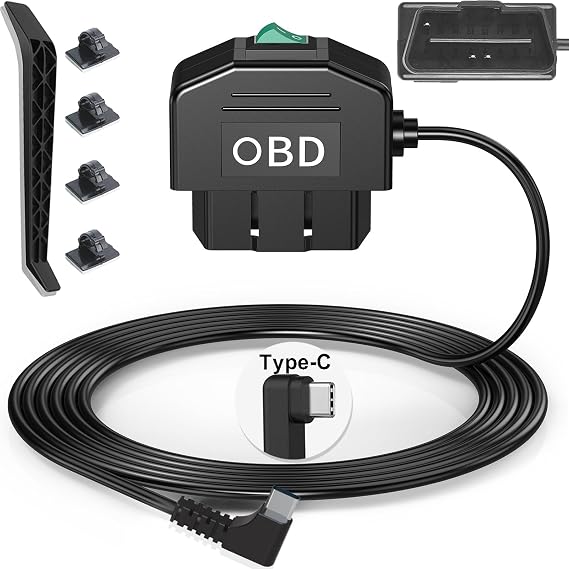 OBD2 Dash Cam Hardwire Kit Parking Mode USB Type C OBD Charger