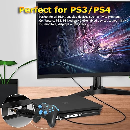 4K Short HDMI Cable 1 Foot, 2-Pack, High Speed HDMI 2.0 Cable Supports ARC & CL3 Rated for Laptop, Soundbar, Monitor, PS5, PS4, Xbox One, Fire TV, etc