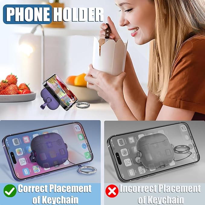 with Safety Lock for Airpods 4 Case, TPU Case for Apple Airpods 4 Case 2024 USB-C with Cleaner Kit, Drop Protection Airpods 4 Case Cover with Lock and Keychain, Charm Purple