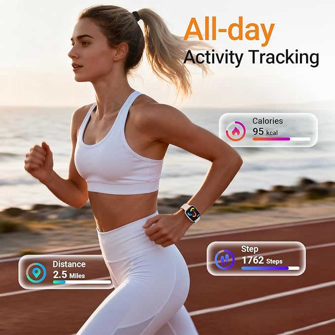 Fitpolo Smart Watch, 1.85" AMOLED Fitness Tracker with Bluetooth Call, Heart Rate/Sleep/SPO₂ Monitor, 100+ Sports Modes, 3ATM Waterproof Smartwatch for Android/iPhone/Samsung, Includes 2 Bands