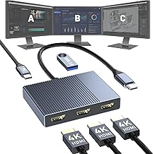 USB C to 3 HDMI Adapter with PD 100W/USB3.0, 4K@60Hz 3 Way HDMI Splitter Extended Display for 3 Monitors, Triple Monitor Docking Station for Dell/HP/Mac Laptop, SST/MST USBC Hub for Multiple Monitors - Image 1