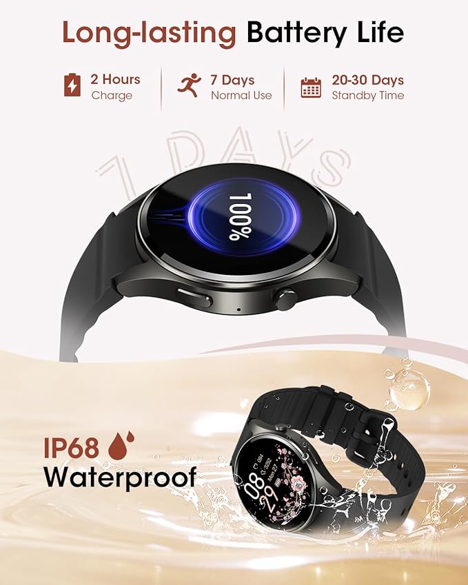 RUXINGX BT5.3 Smart Watch (Make/Answer Calls), 1.26" HD Smart Watches for Men/Women with Heart Rate/SpO2 Monitor, Fitness Watch with Sleep/Health Tracker, Smart Watch for Android and iPhones, Gift
