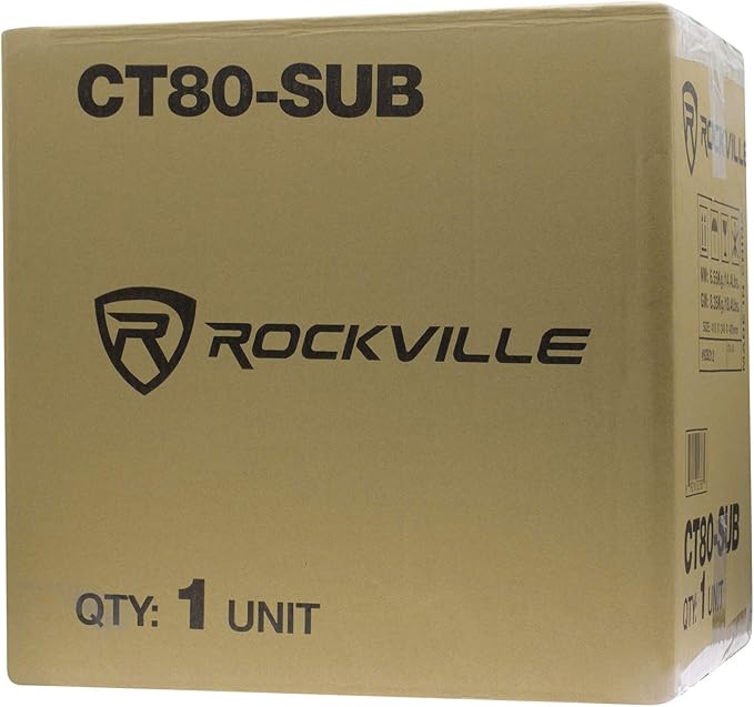 Rockville CT80 8" 70V Commercial Subwoofer, Wall-Mount Bracket, Deep Bass, Wide Frequency, Durable Build, for Restaurants and Conference Rooms