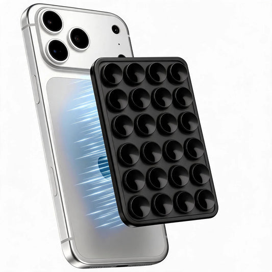 Black OCTO-BUDYY Double Sided Silicone Suction Phone Case Mount, Silicon Adhesive Smartphones Stand Sticky Phone Grip, Hands-Free Phone Holder for Selfies and Videos Trending TikTok Items for iPhone