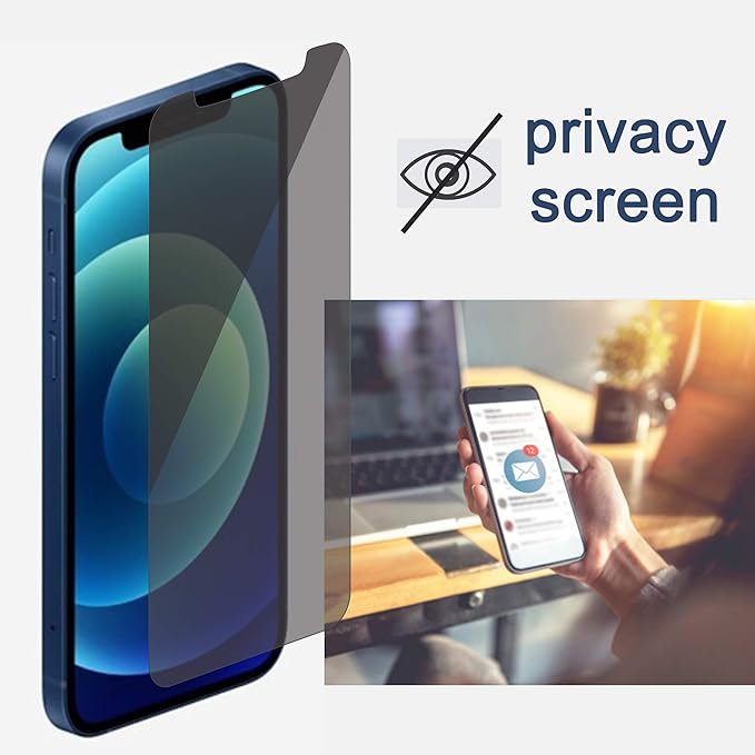 Ailun 2 Pack Privacy Screen Protector for iPhone 12 Pro Max [6.7 inch] + 2 Pack Camera Lens Protector, Anti Spy Private Tempered Glass Film,[9H Hardness] - HD