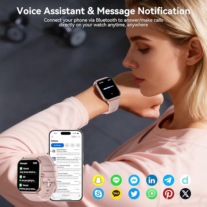 Smart Watches for Women Men, 1.83" HD Touchscreen, Bluetooth Calling, 130+ Professional Sports Modes, Heart Rate and Sleep Monitor, 5ATM Water-Resistant, Timer, Fitness Tracker for Android/iOS (Pink)