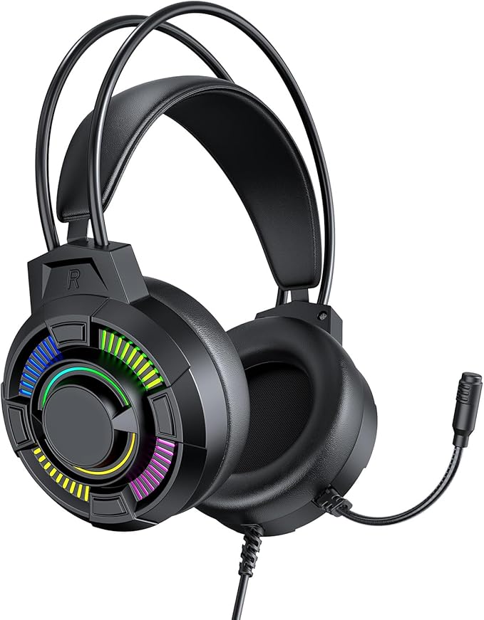RGB Gaming Headset Lightweight Comfortable 7.1 Surround Sound USB Wired Headphones for PC