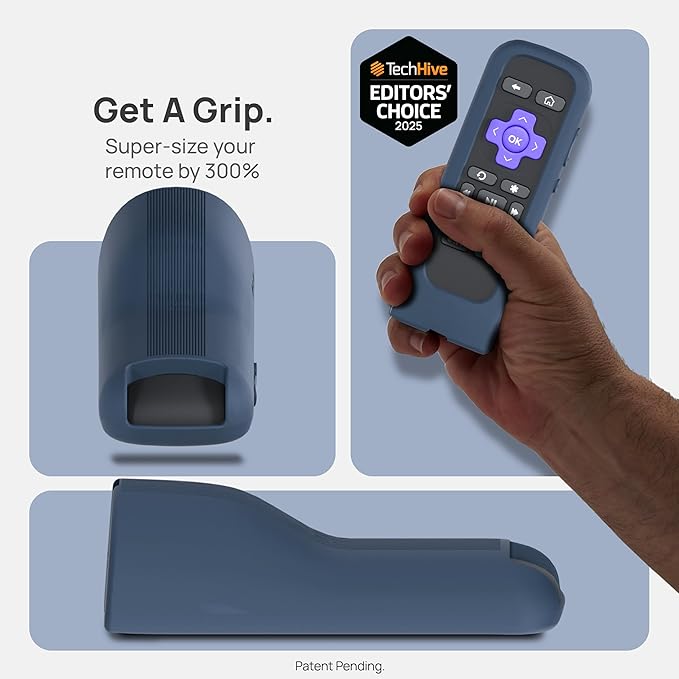 GripStand™ Roku Voice Remote Cover: Stand Up Design, Enhanced Grip, Silicone Case: Fits TV Streaming Stick Plus 2025 4K/HD/HDR, Compatible with AirTag and TileMate, Slate Ocean by 73&Sunny