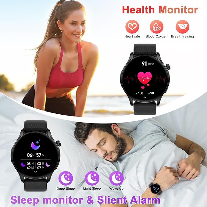 Smart Watch for Men Women Fitness: Waterproof Make Answer Call Digital Mens Watches Running Step Tracker Smartwatch Android Phone iPhone Samsung Compatible Pedometer SpO2 Sleep Heart Rate Monitor