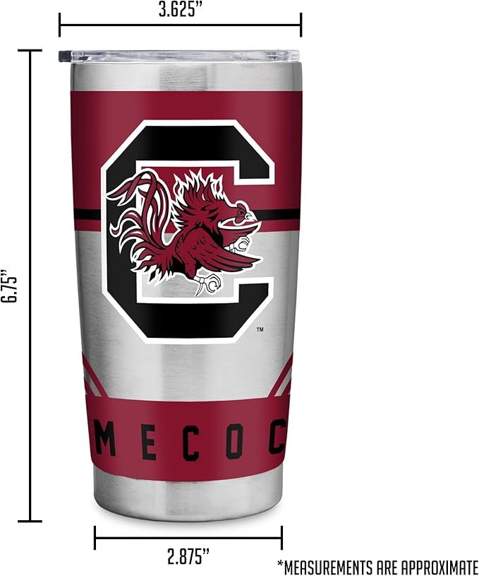 Rico Industries NCAA 20oz Stainless Steel Tumbler with Lid - Great For Coffee, Tea, Water or Cocktails