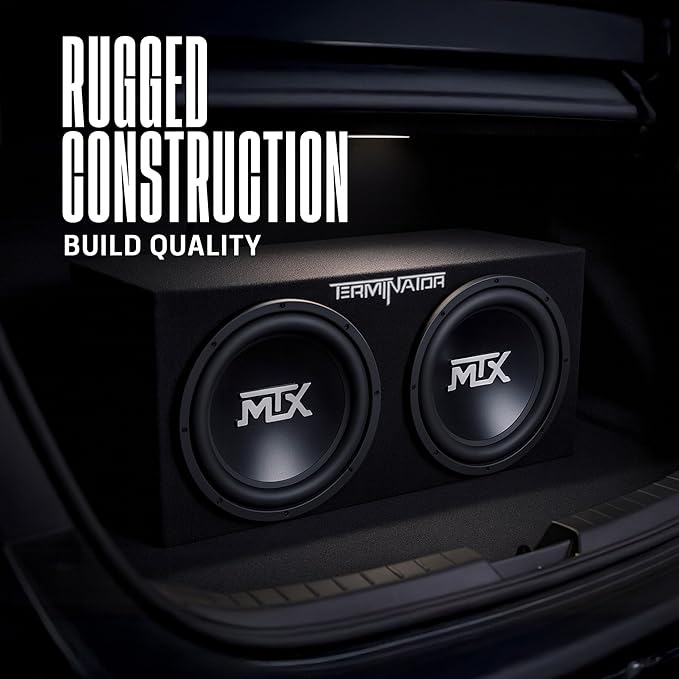 MTX Dual 12-Inch Subwoofers with Loaded Enclosure, 1200W Max Power, 400W RMS, Terminator - Car Audio Subwoofer and Speaker System with Deep Bass Sound