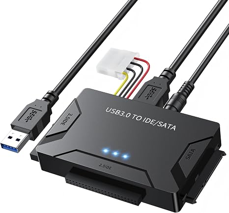 POSUGEAR USB 3.0 to IDE and SATA Adapter, Hard Drive Adapter Cable Universal for 2.5/3.5 inch HDD/SSD Hard Drive Disk, Hard Drive Reader with 12V/2A Power Adapter
