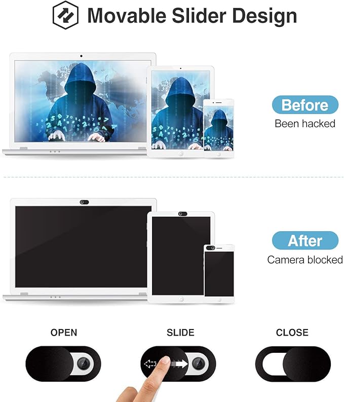 ProCase [6 Pack] Webcam Cover Slide for Laptop Phone, Ultra Thin Flexible Slide Camera Blocker Privacy Security Cover for MacBook Air Pro iMac iPad iPhone Echo PS4 Tablet PC Computer –Black