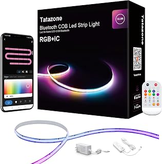 Tatazone 32.8ft Bluetooth RGB+IC COB Led Strip Light with App, Chasing COB Light Strip, Segmented Control, Music Sync, Color Changing Led Lights for Home Decor, Gaming, Cabinet, Desk - Image 1