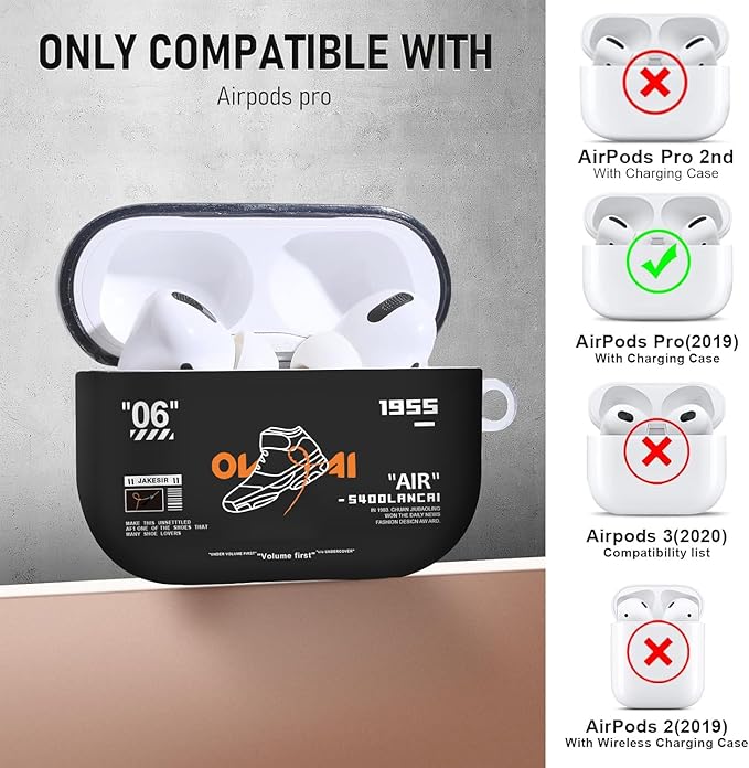 for Airpods Pro Case, Cute Cool White Shoes Pattern TPU Soft Cases for Airpods Pro Case 1st Gen, Shockproof for Airpods Pro 2019 Case Men Women with Cleaner Kit & Keychain