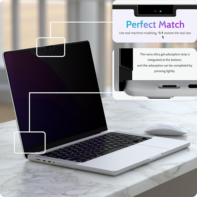 Magnetic Privacy Screen for MacBook Air 15 Inch (2023-2026, M2 M3 M4 M5) - A2941 A3114 A3241 A3448, 15inch Removable Matte Anti Blue Light Glare Filter for Mac Air 15.3" Laptop Computer