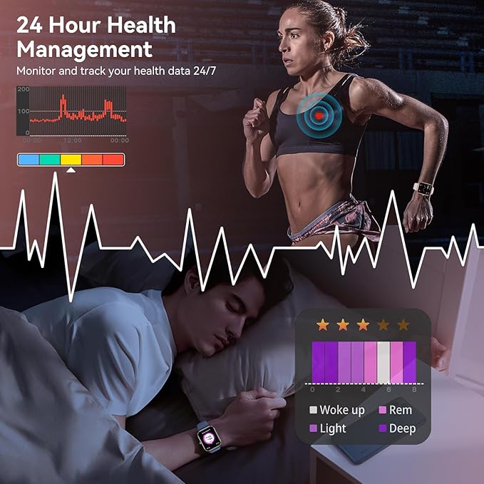 Smart Watches for Women Men, 1.83" HD Touchscreen, Bluetooth Calling, 130+ Professional Sports Modes, Heart Rate and Sleep Monitor, 5ATM Water-Resistant, Timer, Fitness Tracker for Android/iOS (Pink)