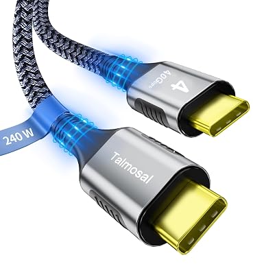USB4 for Thunderbolt 4 Cable 1.6FT, Support 8K@60Hz, 4K@144Hz 40Gbps/240W PD Charging for iPhone 17, Mac mini M4 / M4 Pro, MacBook Pro, Docking, eGPU, SSD, Surface Pro