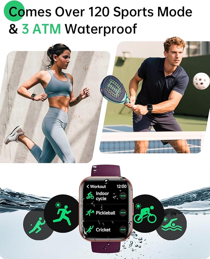 Smart Watches for Women (Android & iPhones), 1.83" HD Alexa Built-in Smart Wacth With Heart Rate Monitor, Sleep/Step Tracker, 120+ Sport Modes Fitness Tracker Watch for Women, 3ATM Waterproof Watch