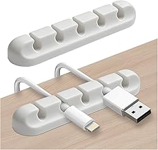 2 Packs Cable Clips, Cable Organizers for Cords, Cable Holder,Cord Organizer, Cord Holder for Desk,Car,Home and Office (5 Slots)，White - Image 1