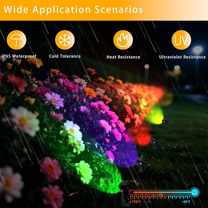 Smart RGB Low Voltage LED Spotlights, APP & Remote Control,Synchronous Dimming Lighting System, IP65 Waterproof,16 Million Colors for Outdoor Landscape,Yard,Garden,Holiday Decoration (8 Pack)