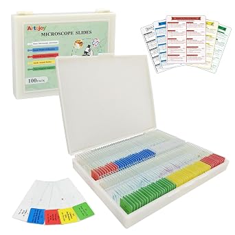 100PCS Prepared Microscope Slides 5 Themed Sets for STEM Education