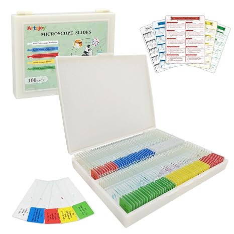 100PCS Prepared Microscope Slides 5 Themed Sets for STEM Education