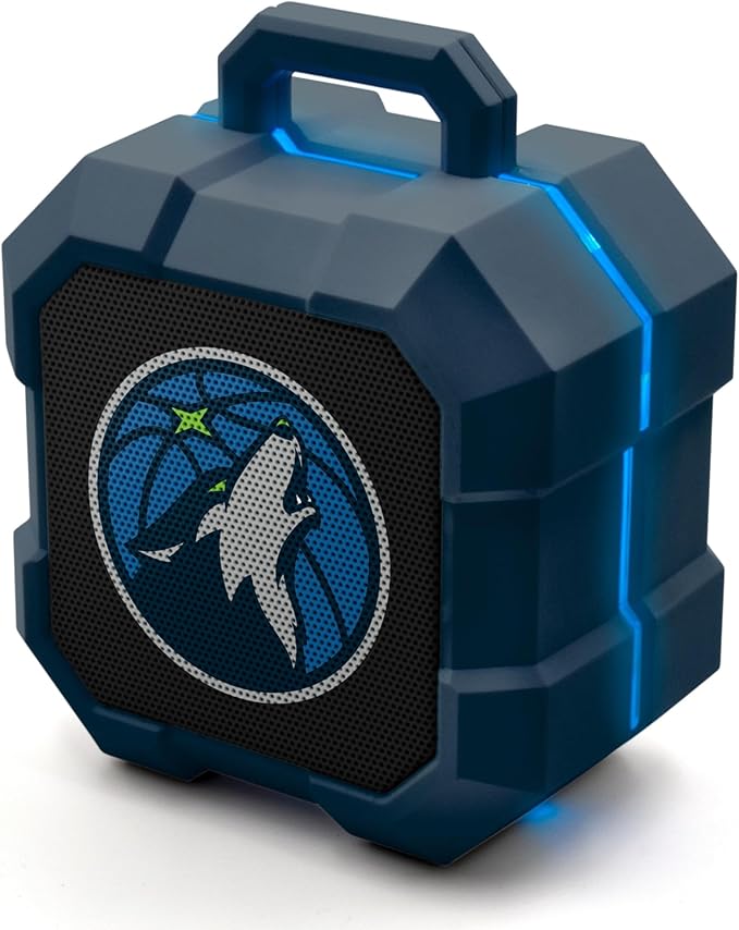 SOAR NBA Shockbox LED Wireless Bluetooth Speaker - Water Resistant IPX4, 5.0 Bluetooth with Over 5 Hours of Play Time - Small Portable Speaker - Officially Licensed NBA, Perfect Home & Outdoor Speaker