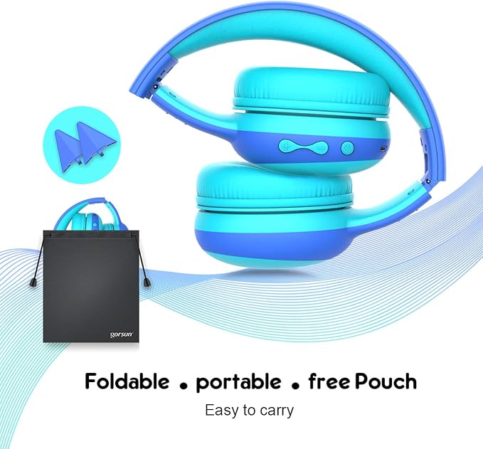 gorsun Kids Bluetooth Headphones, Portable Wireless Headset for Kids, Bluetooth 5.3, Over-Ear Toddler Headphones with Microphone, 85dB Volume Limited, 40 Hours Playtime (Purple+Blue)