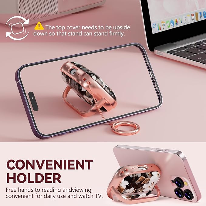Inesore for AirPods Pro 3 Case 2025 with Lock, for Women Girly Floral Cute Case Compatible with Apple Airpods Pro 3rd Generation Cover, with Phone Stand,Keychain & Cleaner Kit -Black Gold Flower