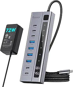 Minisopuru 9-in-1 Powered USB C Hub 10Gbps, MAX 45W Charging, 72W Adapter - Image 1