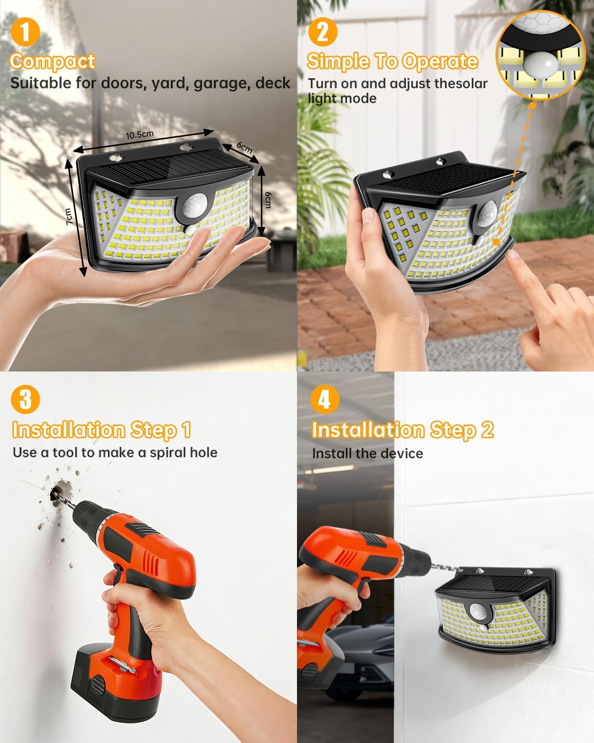 Solar Motion Sensor Step Lights 6-Pack