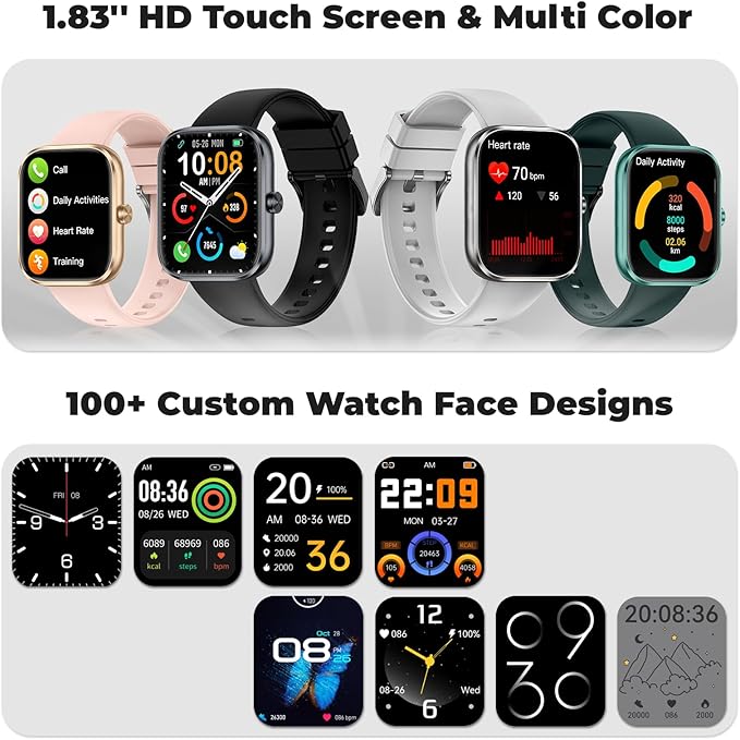 Fitness Tracker (Answer/Make Call)，Smart Watch 24/7 Heart Rate Spo2 Blood Pressure Monitor Sleep Tracker, 120 Sports Modes Pedometer Calorie Step Tracker, Waterproof Activity Tracker for Women Men