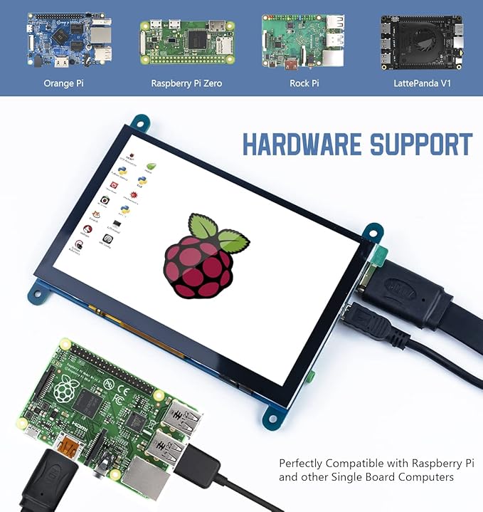 5 Inch IPS LCD Touch Screen Display Panel 800×480 Capacitive Screen HDMI Monitor for Raspberry Pi 5/4/3, BB Black, Windows 10 8 7
