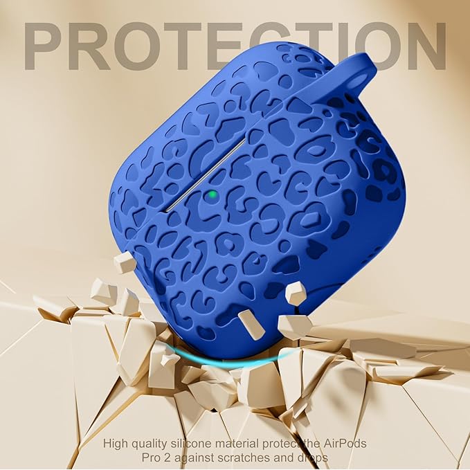 for Airpods Pro 2nd Generation Case, Leopard Engraved Soft Silicone Skin Cover Full Protective Case for AirPods Pro Case 2nd/Airpod Pro Case Cover,Front LED Visible