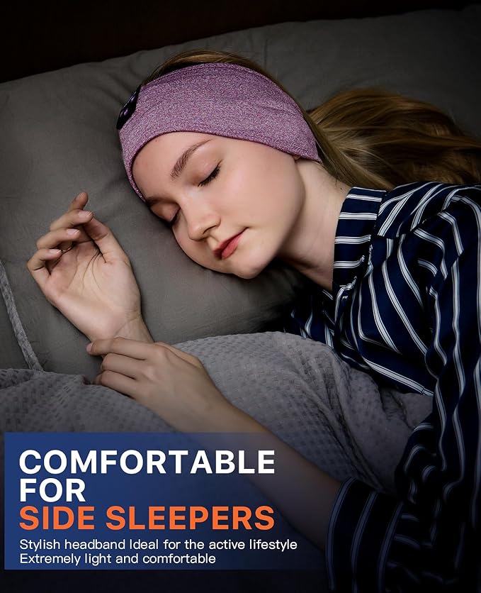 Perytong 2-Pack Sleeping Headphones Bluetooth Headband, Wireless Headband Headphones with Ultra-Thin Speakers, Comfortable for Side Sleepers, Running, Adults, Unisex, One Size
