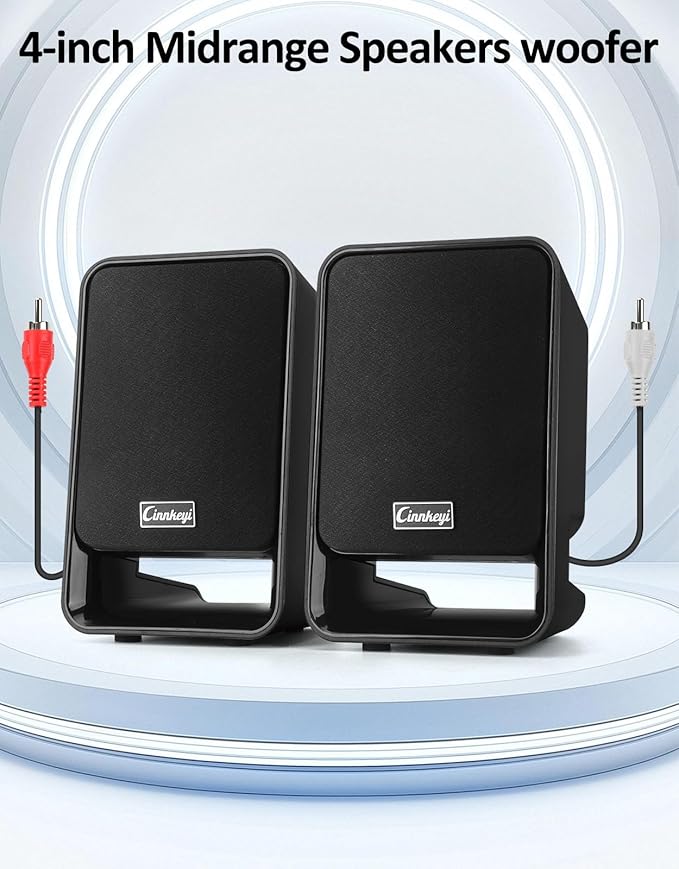 40W AC Powered Computer Speakers with Subwoofer, 2.1 Wooden PC Speaker with Subwoofer,4'' Woofer-Dual 3.5'' Satellites Speakers Woofer,Strong Bass,DSP Speakers with 3.5mm Inputs for PC/Laptop