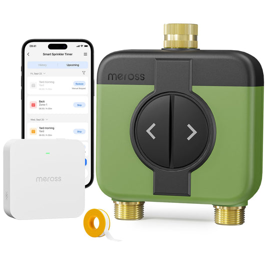 meross WiFi Water Timer for Garden Hose, Rain Skip, Remote Control, IP65