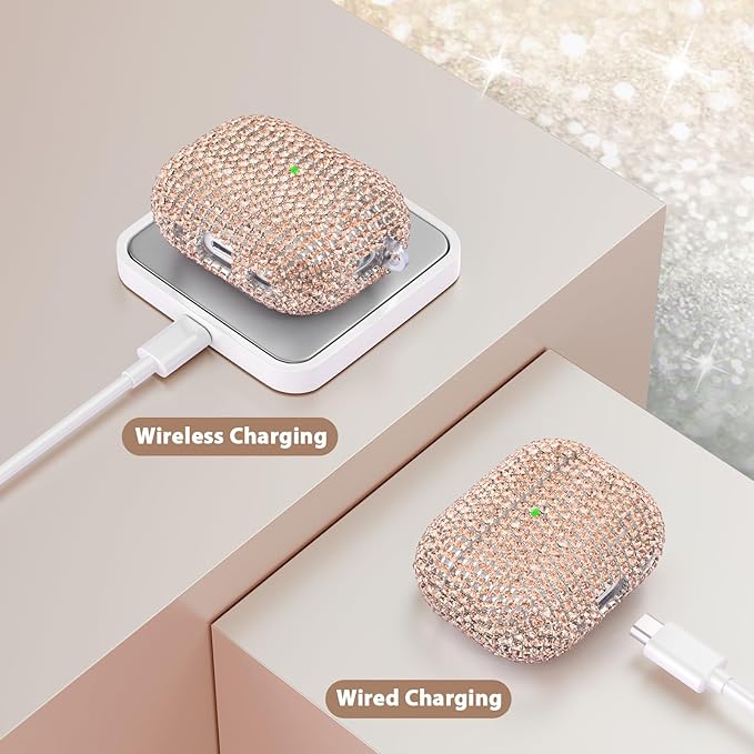 Case for Apple Airpods Pro 3 Case Cover 2025, VISOOM Bling Jewerly Airpods iPods Pro3 Cases Cute Glitter Diamond Airpod iPod Pro3 Cases Rhinestone AirPods iPods Pro 3rd Gen Cas with Keychain for Women
