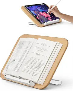 SupeDesk Adjustable Book Stand for Reading, Book Holder with 13 Height Levels, Hands-Free Desktop Book Stand with Page Clips, Foldable Book Stand for Textbooks, Cookbooks, Tablets & Study