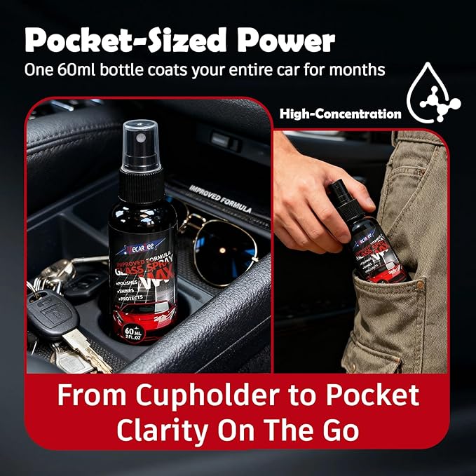 Glass Cleaner Spray - Helps Prevent Repels Rain for Exterior Car Windows