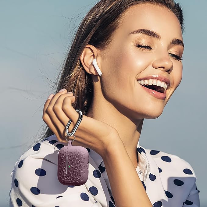 for Airpods Pro 2nd Generation Case Cover Compatible with Airpod Pro Case Cover,Leopard Engraved Skin Cover Compatible with Apple Airpods Pro 2nd/1st Case,Front LED Visible,Smoke Violet