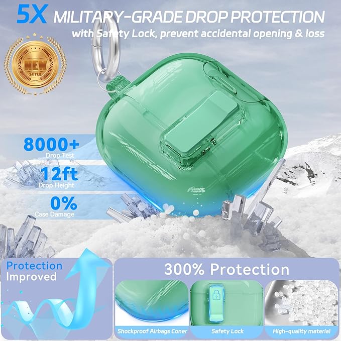 for AirPods 4 Case with Phone Stand & Safety Lock, Auto-Open Clear AirPod Case Compatible with Apple AirPods 4th Gen 2024, Anti-Scratch & Shockproof Protective Cover with Cleaning Kit & Keychain
